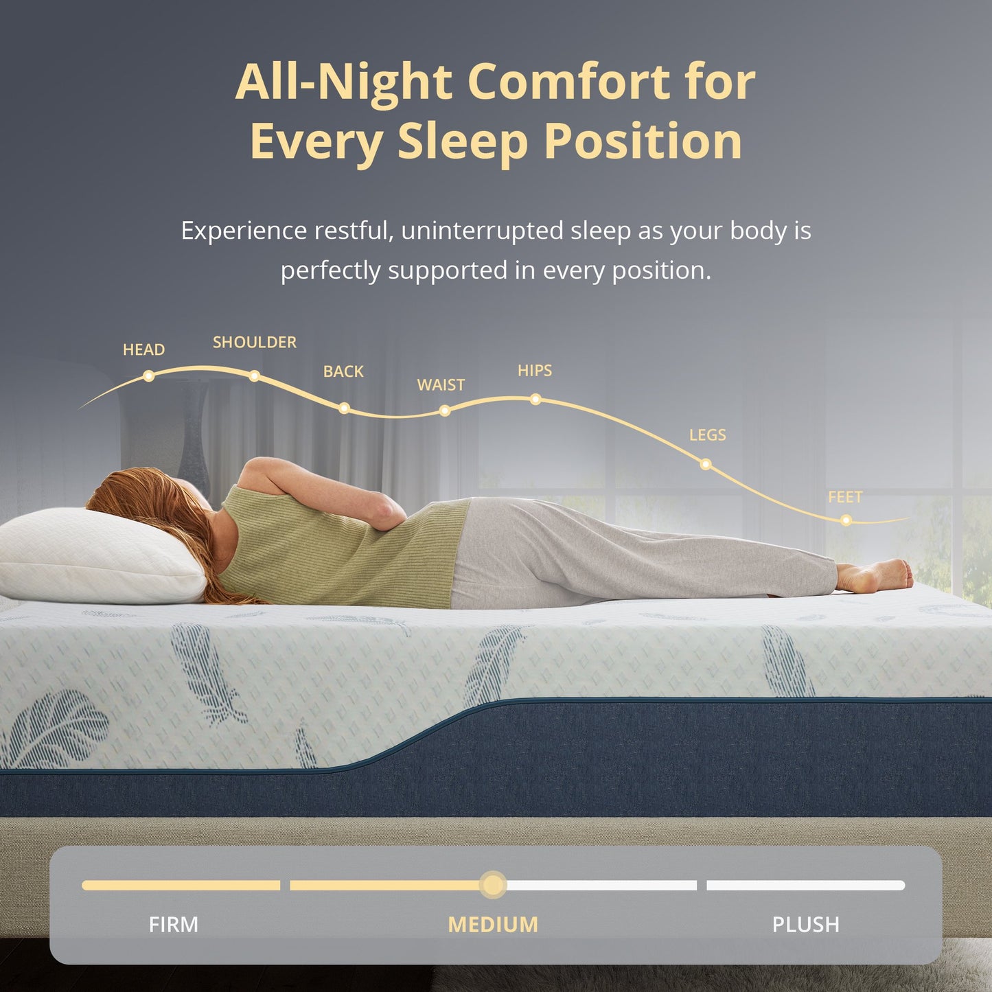 EGOHOME Blue 10 inch Queen Mattress with Cooling Gel Memory Foam, Mattress in a Box, Fiberglass Free for Pressure Relief and Motion Isolation, Medium Firm