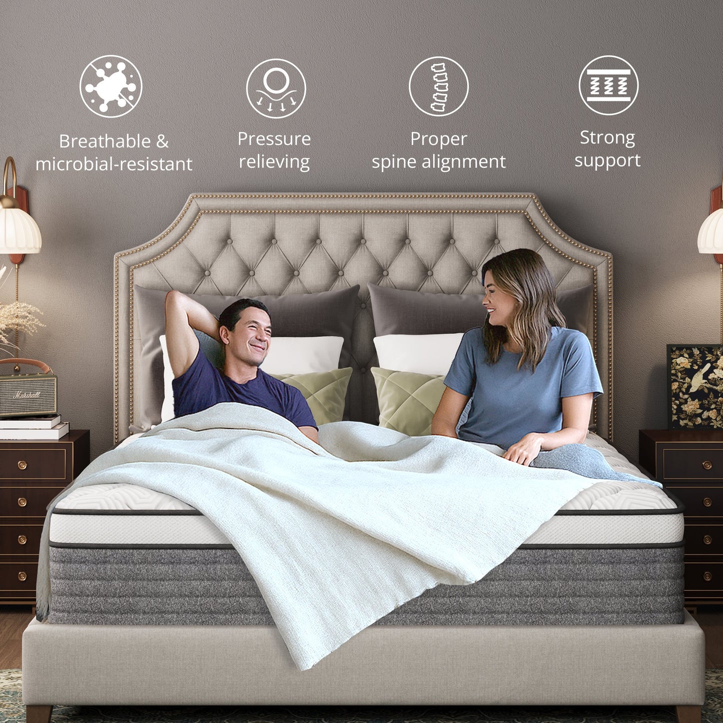 MLILY Value Hybrid 12-inch Mattress Gray-Twin Size