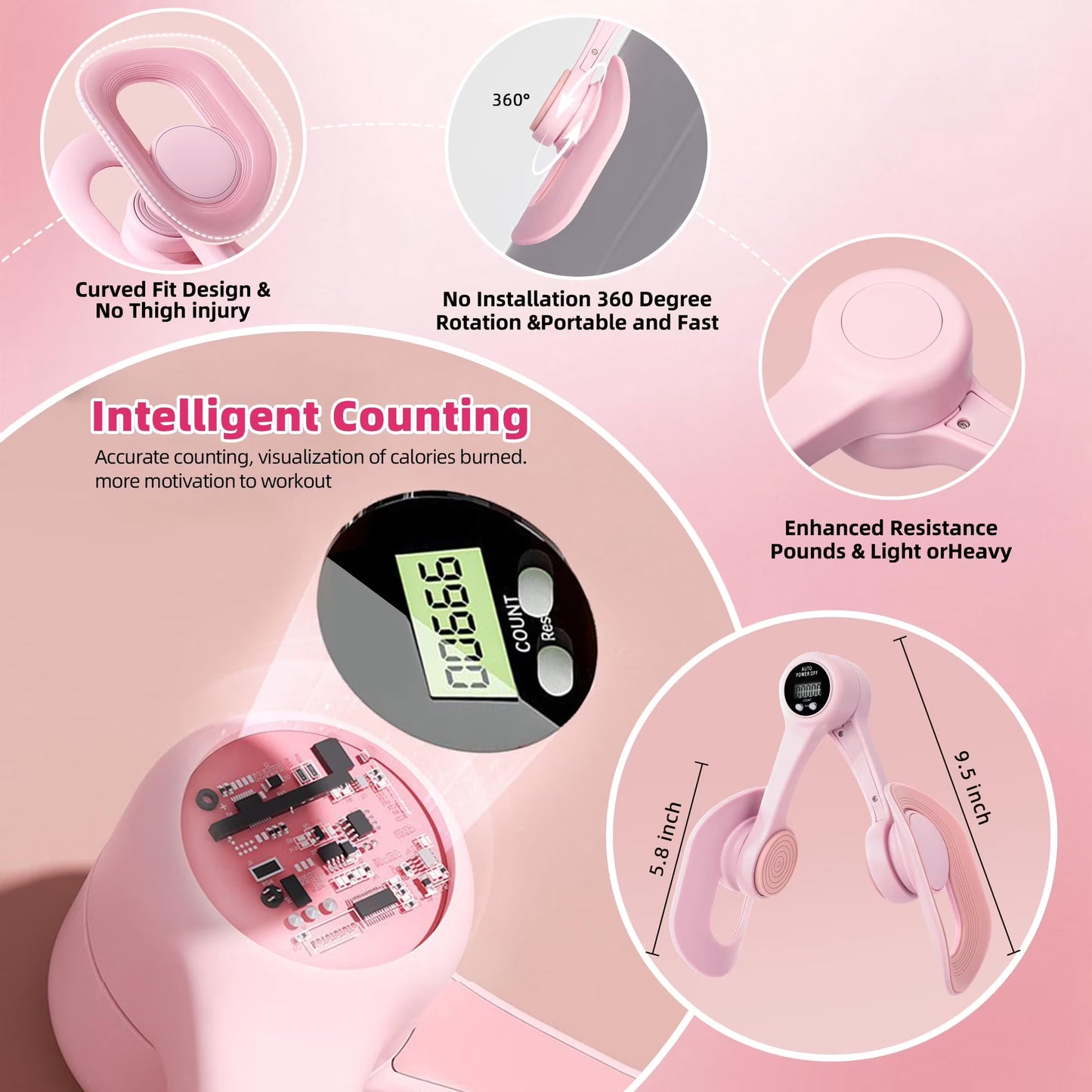 Thigh Trainer, Pelvic Floor Muscle Trainer, Inner Thigh Exercise Workout Equipment for Home, Pelvic Floor Strengthening Device Women