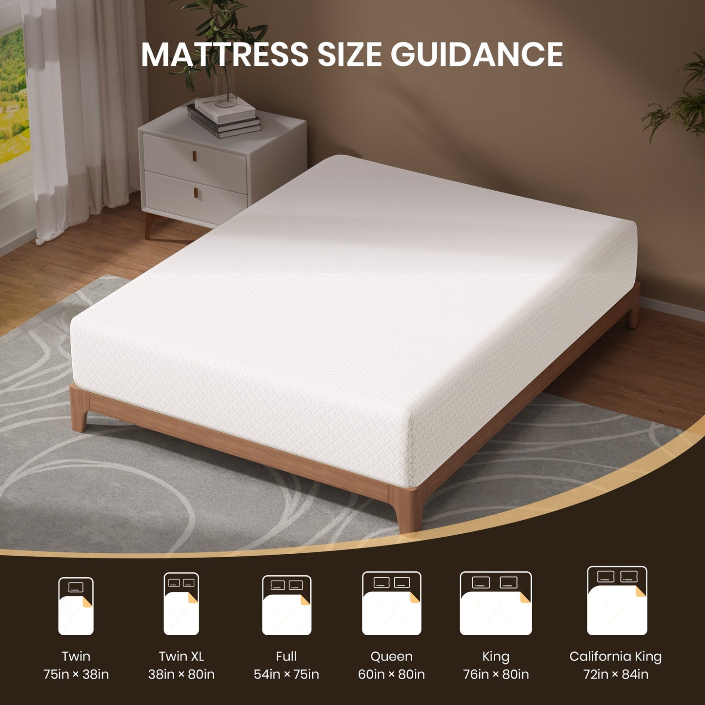 Subfun 10" Twin Gel Memory Foam Mattress, CertiPUR-US Certified, Orthopedic Support for Back Pain, Cooling Tech, Medium Firm