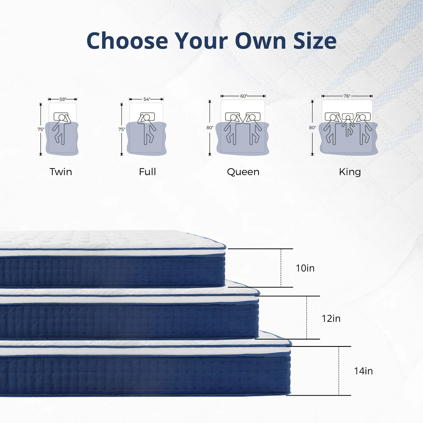EGOHOME Twin XL 12 inch Hybrid Mattress, Pocketed Springs, Medium, Pressure Relief, Reinforced Edge, Mattress in a Box