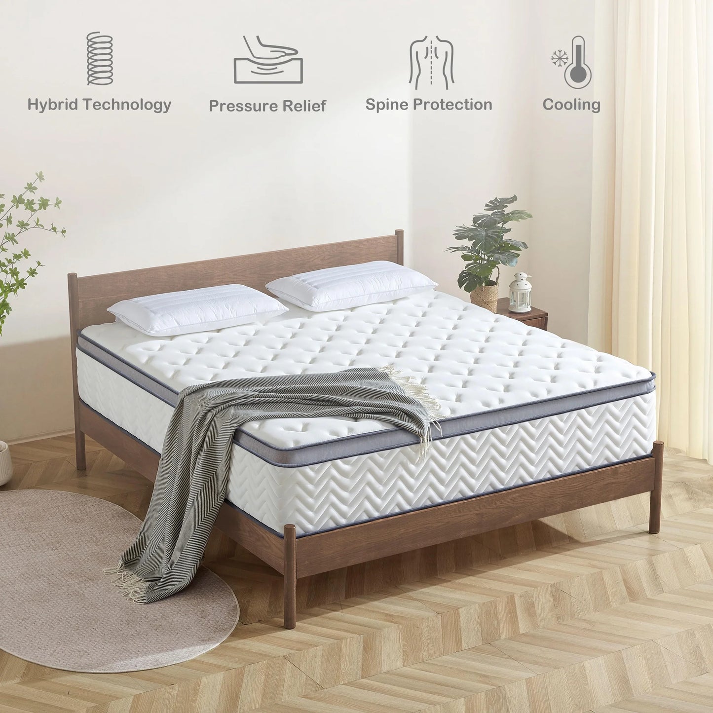 RODREAMY 12 inch Full Mattress Hybrid Mattresses in a Box with Supportive Medium Firm Pocket Coils and Memory Foam, Pressure Relief, Motion Isolation, CertiPUR-US