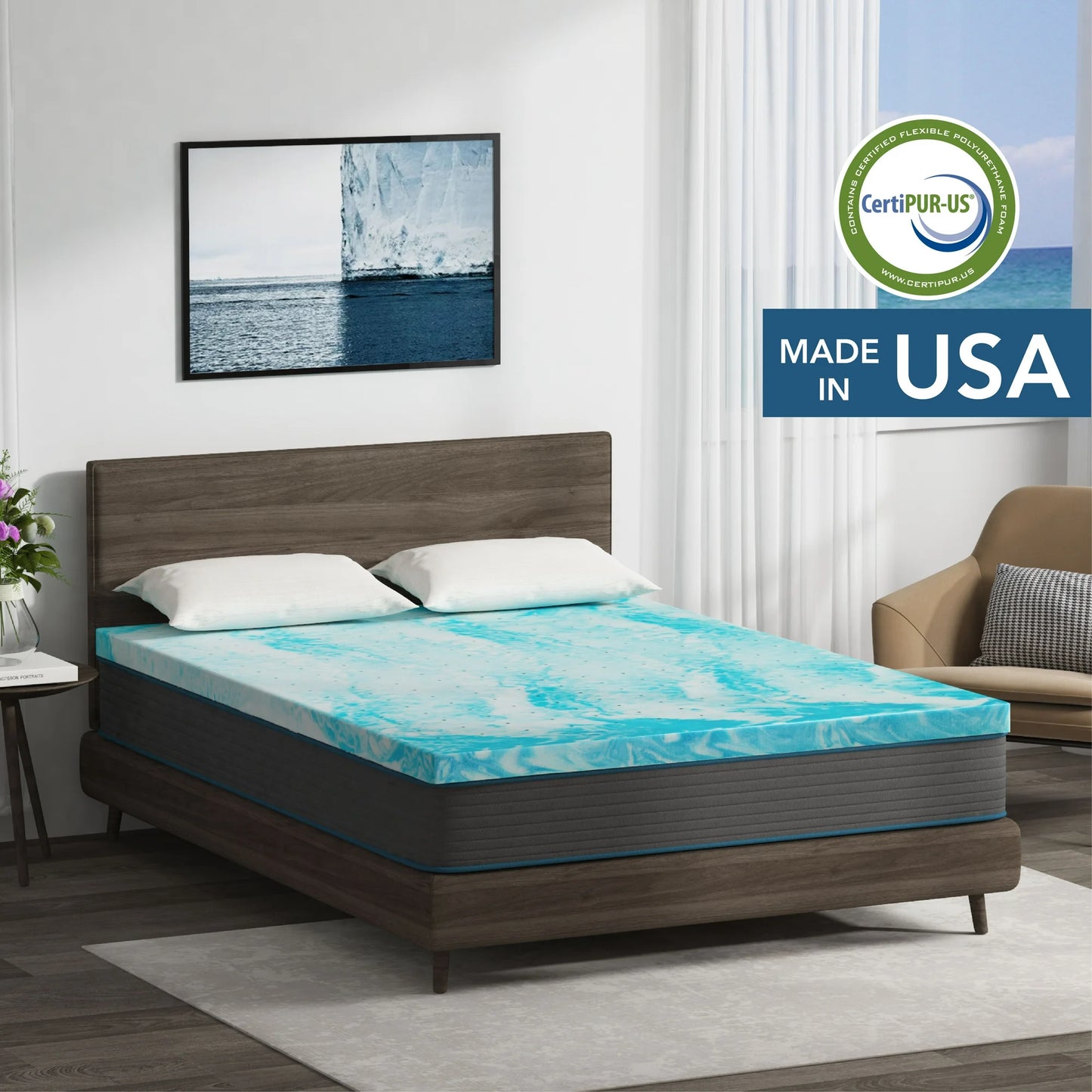 EGOHOME 2 inch Memory Foam Mattress Topper, Full Mattress Topper, Cooling