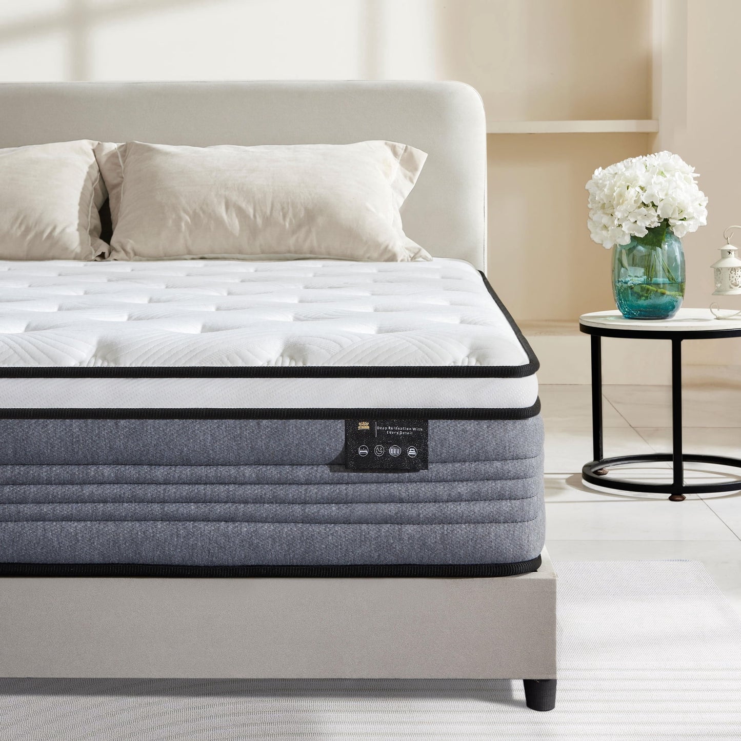 Giovanly 12 inch Hybrid Mattress Full Size Medium Firm, Memory Foam and Individually Wrapped Pocket Coils Mattresses with Motion Isolation & Edge Support, Mattress in a Box, CertiPUR-US Certified