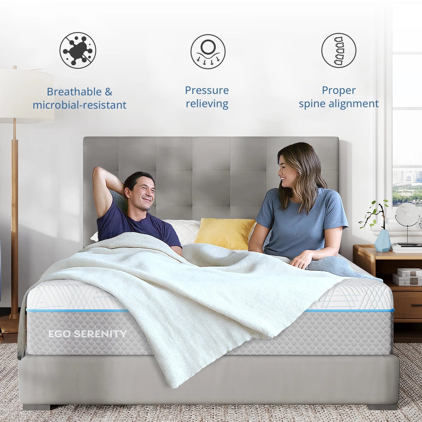 MLILY Ego Serenity King Mattress, 12" Gel Memory Foam Mattress in a Box, Medium