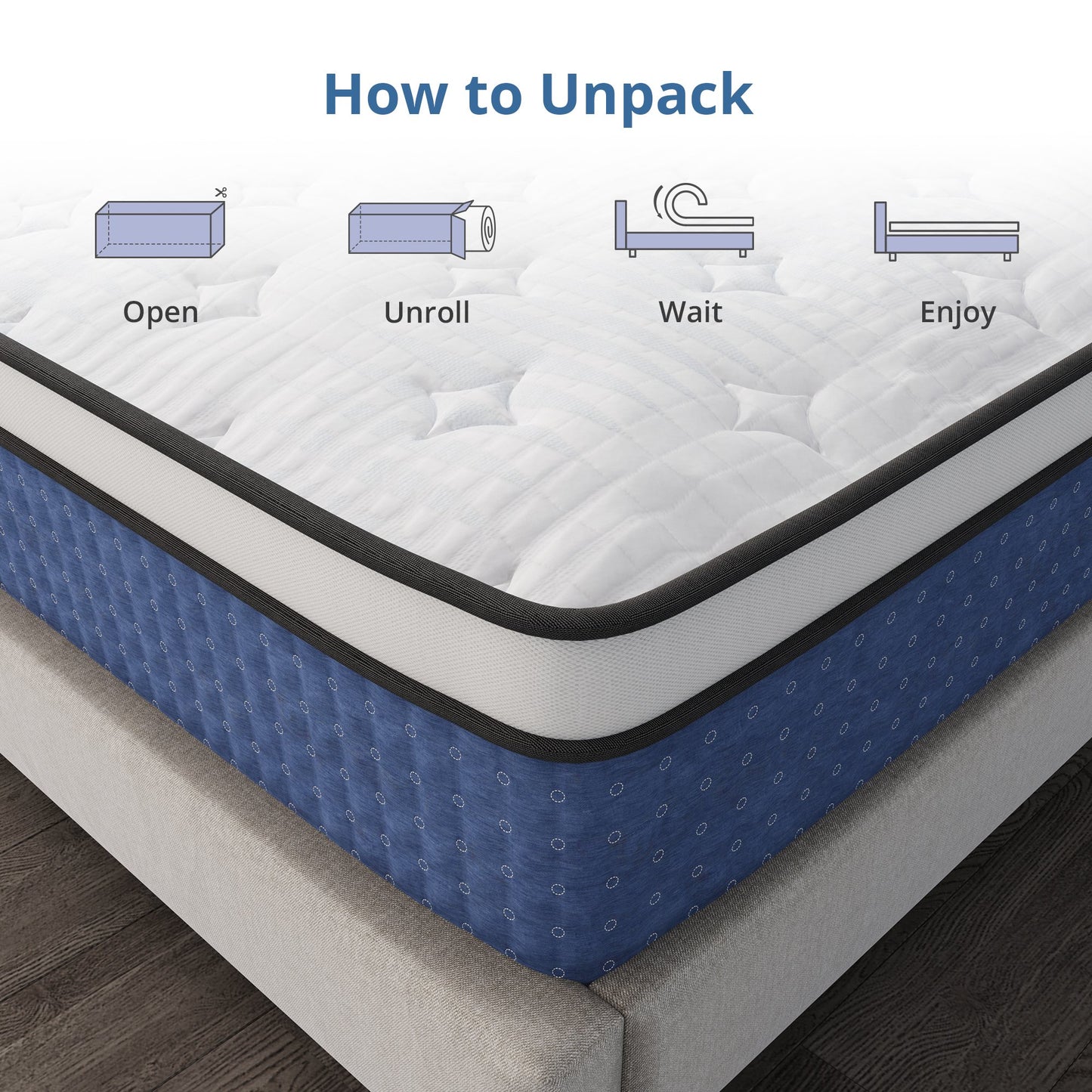 MLILY Value Hybrid 12-inch Mattress Medium Firm Blue,Twin