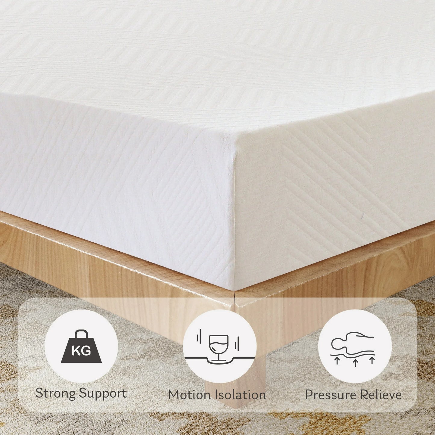 MLILY Ego White 8 inch Memory Foam Mattress, King Size Mattress in a Box, Medium Firm