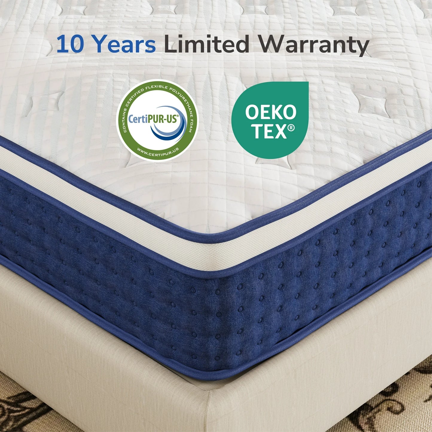 TechForma 12” Twin Hybrid Mattress, Pocket Spring Design with Breathable Knit Fabric, High-Density Foam, Medium Firmness Support, Motion Isolation, Flame-Retardant Cover & Reinforced Edge