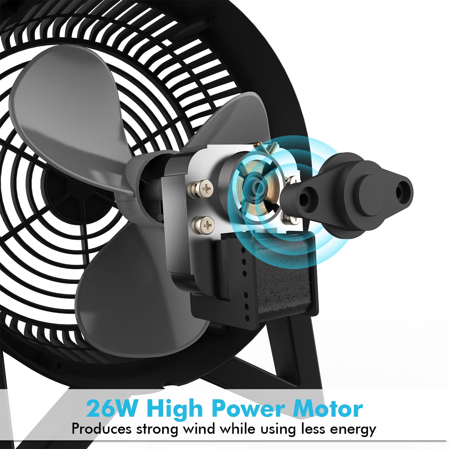 DR.PREPARE 8" Quiet Table Fan Powerful 2 Speed Bedside Desk Fans, Black