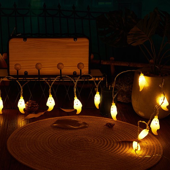 19.68 FT LED Ghost Light String -Halloween Funny Decoration Hanging Light 2 Lighting Modes 40LED Fit for Party Patio Indoor Outdoor Spooky Lights