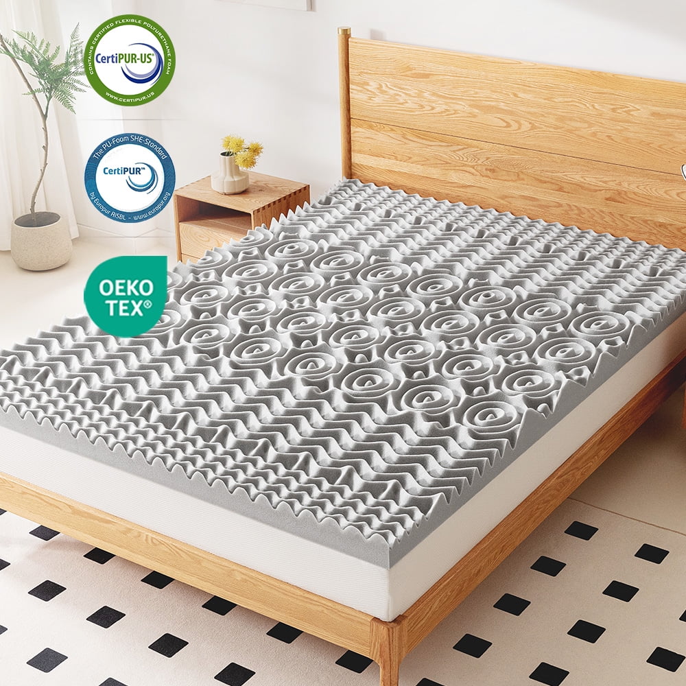 Gelsea 3 Inch Memory Foam Mattress Topper Twin,5-Zone Bamboo Charcoal Infused Mattress Pad for Back Pain,Ventilated Soft Bed Topper,Odor Absorption,74*38*3