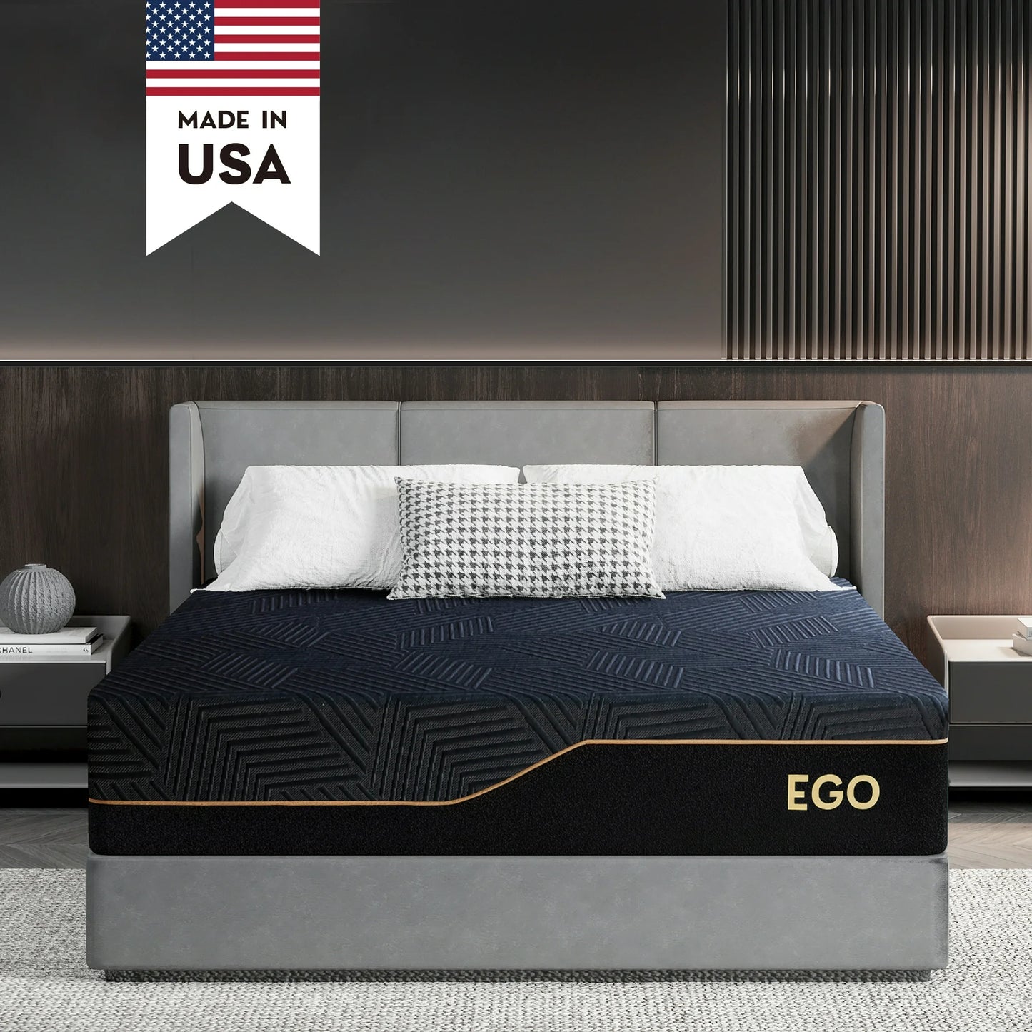 MLILY Ego Black 14 inch King Mattress in a Box, Cooling Gel Memory Foam Mattress, Medium