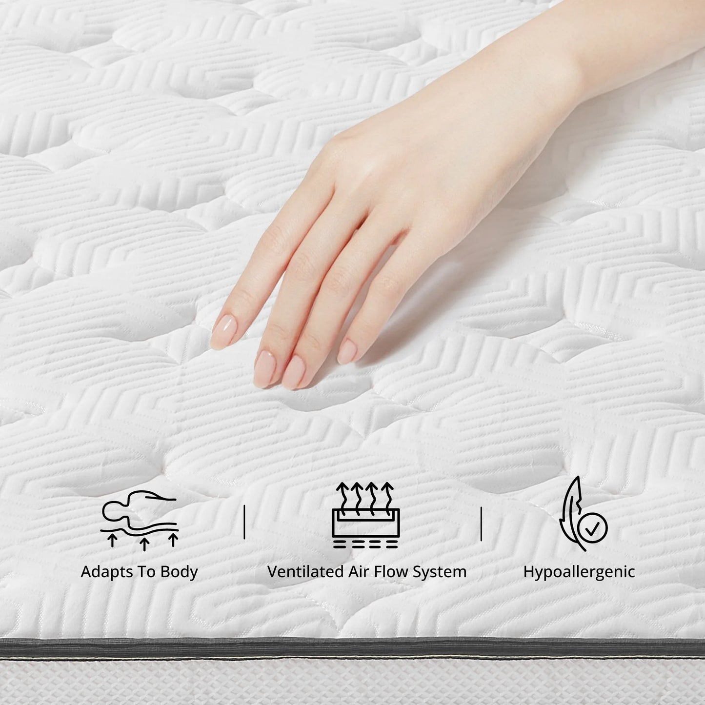 Arctus 10" Queen Hybrid Mattress in a Box,Medium Firm,Individual Pocketed Coils, Pressure Relief