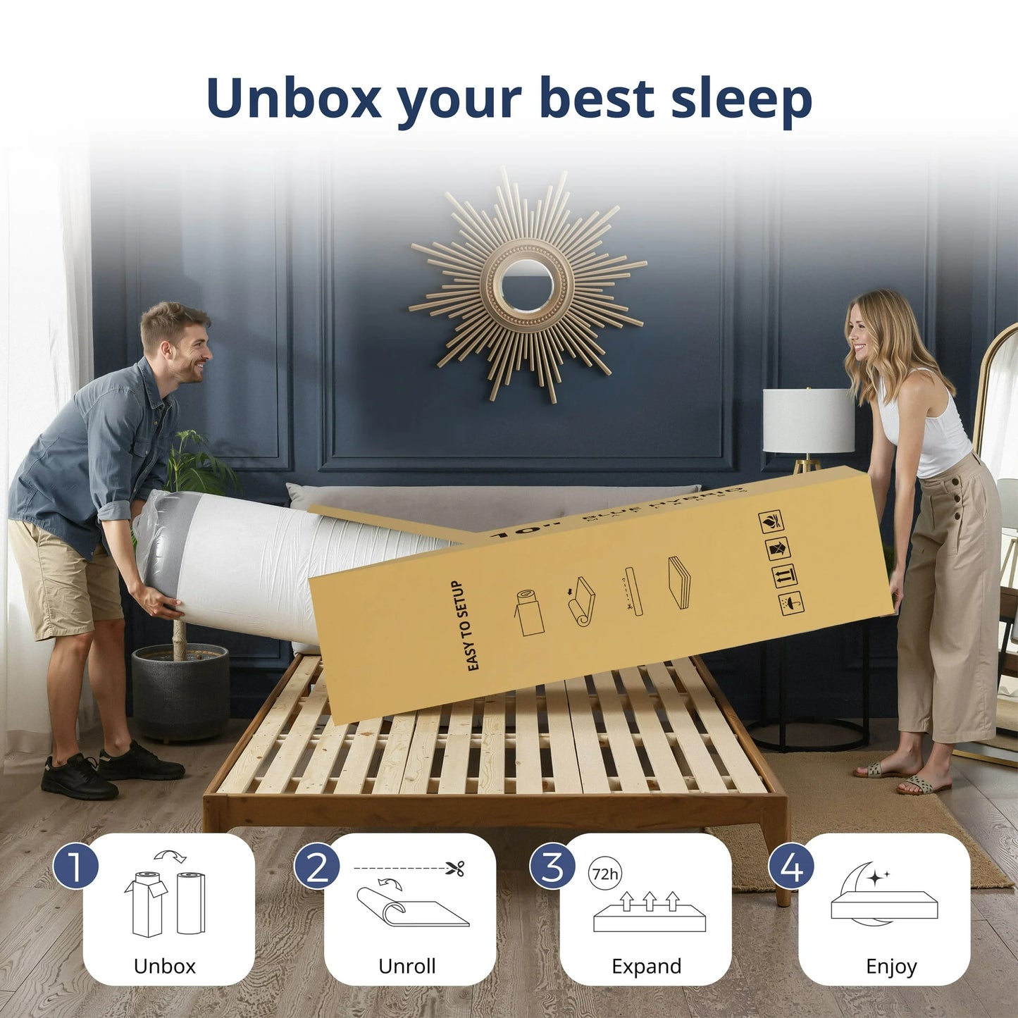 EGOHOME 10 inch Full Hybrid Mattress, Pocketed Springs, Medium, Pressure Relief, Reinforced Edge, Mattress in a Box