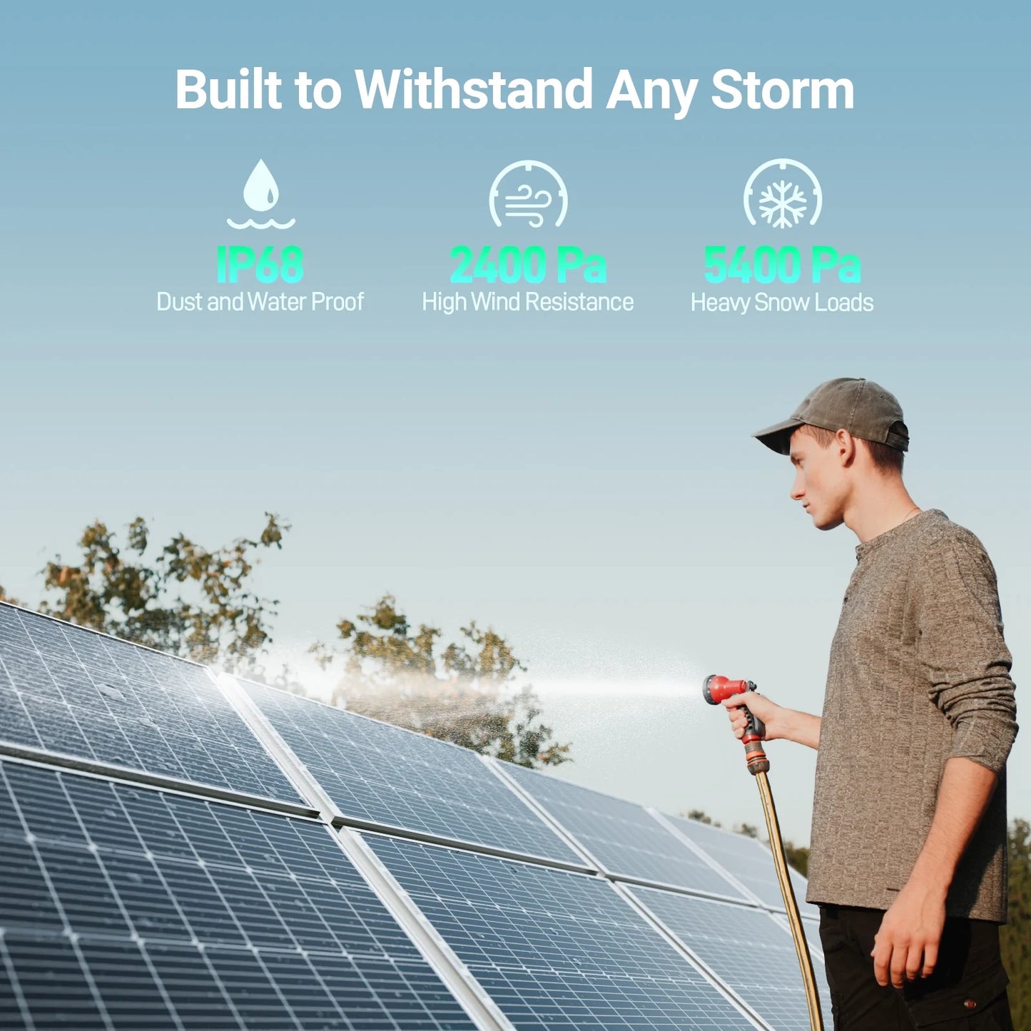 HQST Bifacial 100 Watt 12 Volt Solar Panel, 9BB Monocrystalline Solar Panels with 25% Efficiency, IP68 Rating for RV, Camper Van, Trailer, Marine, Cabin, Home Rooftop, Solar Farm