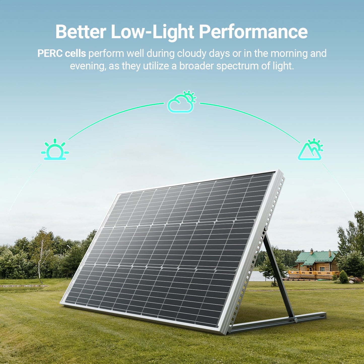 HQST Bifacial 100 Watt 12 Volt Solar Panel, 9BB Monocrystalline Solar Panels with 25% Efficiency, IP68 Rating for RV, Camper Van, Trailer, Marine, Cabin, Home Rooftop, Solar Farm