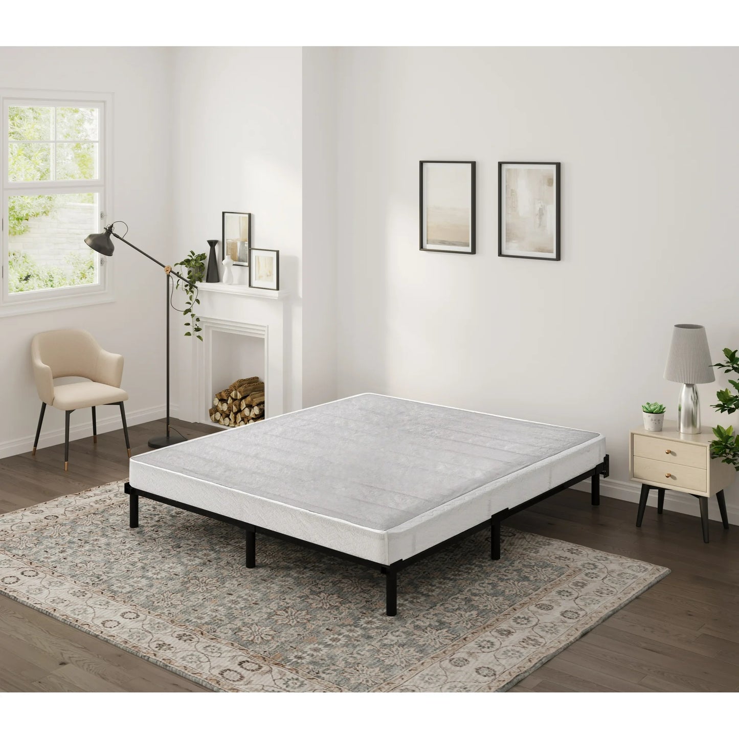 Arctus 7.5" King Box Spring, Metal Mattress Foundation, Fabric Cover Included, Easy Assembly