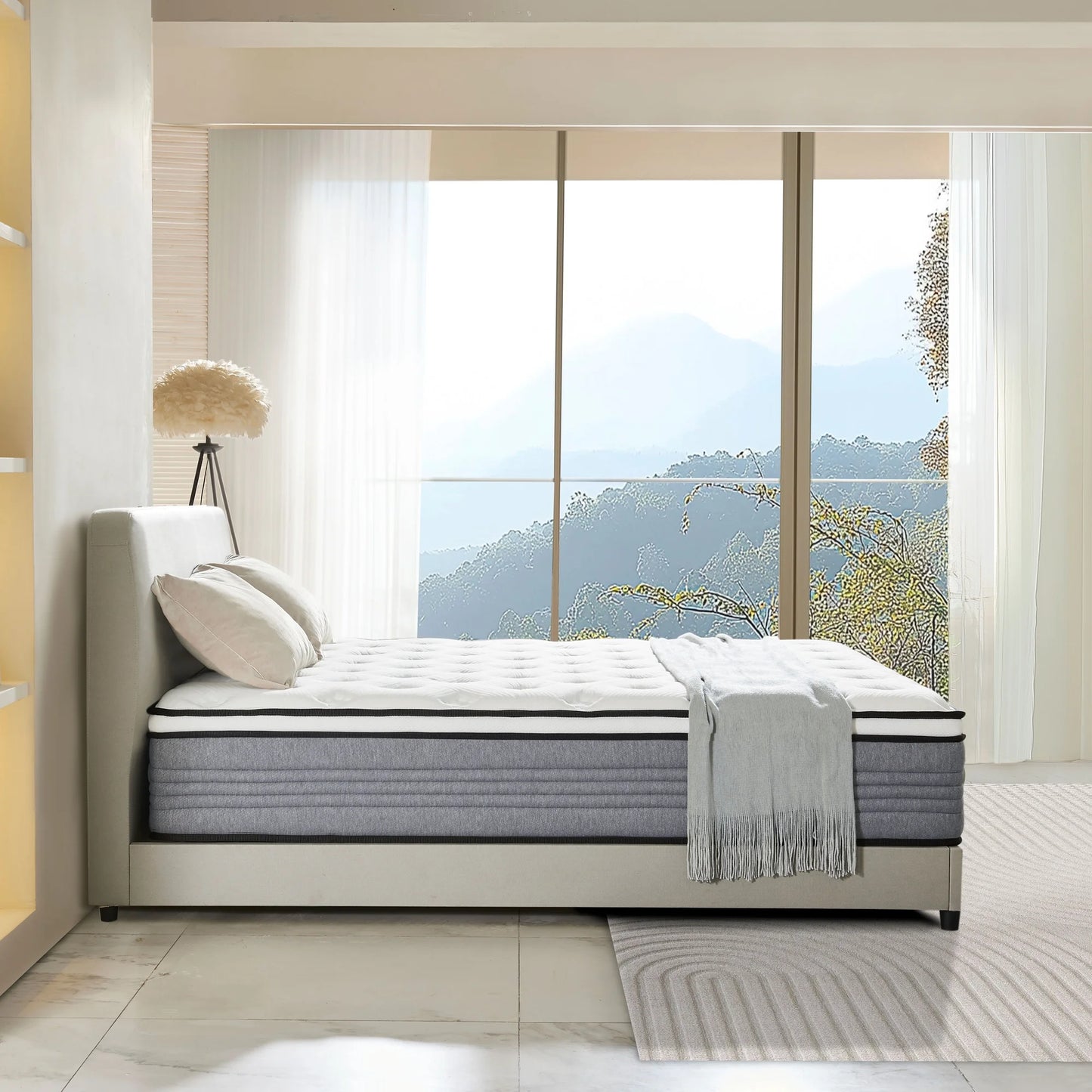 Giovanly 12 inch Hybrid Mattress Full Size Medium Firm, Memory Foam and Individually Wrapped Pocket Coils Mattresses with Motion Isolation & Edge Support, Mattress in a Box, CertiPUR-US Certified