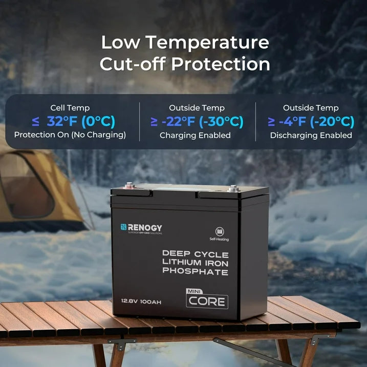 12V 100Ah Lithium LiFePO4 Battery, Self-Heating w/DuoHeat Tech, Built-in 100A BMS, 5000+ Cycles Lithium Battery, Perfect for RVs, Cabins, Off-Grid Systems