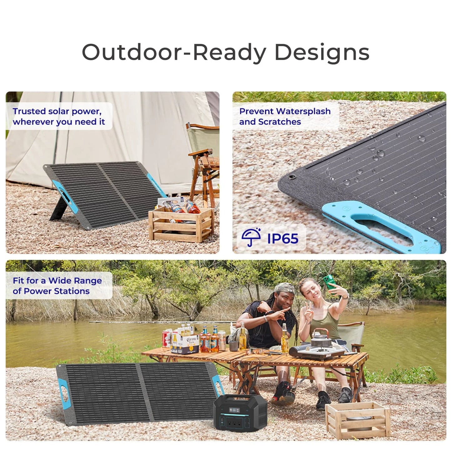 Renogy 2Pack 100W Portable Solar Panel with Adjustable Kickstands, IP65 Waterproof, Foldable 200W Solar Panel for Power Station, RV, Camping, Off Grid
