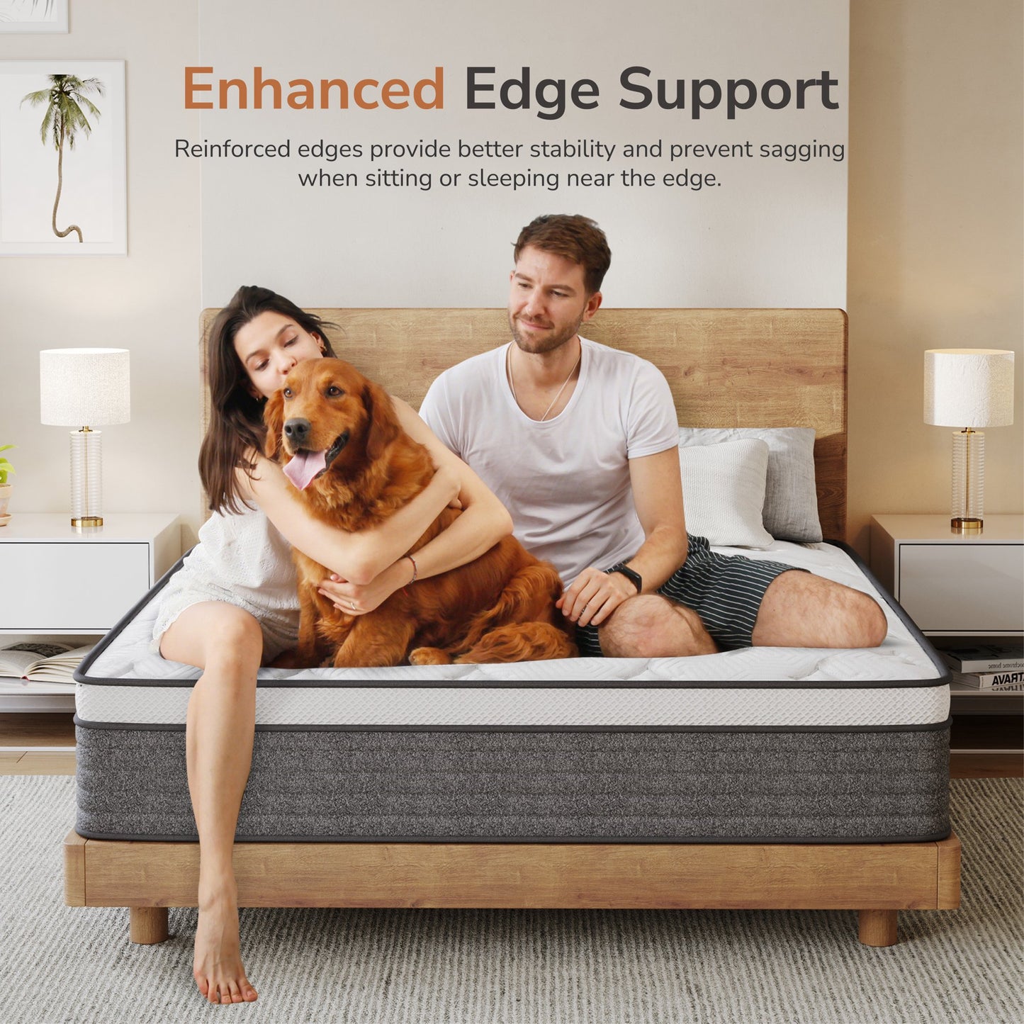 Subfun Hybrid Mattress in a Box, King, 10 inch Medium, Pocket Coil Support & Cool Knit Fabric, Reinforced Edge