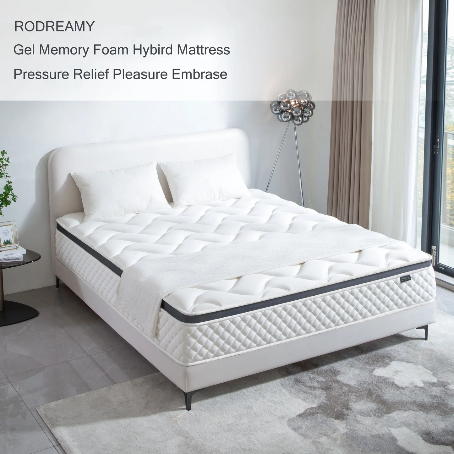 RODREAMY 12 inch Full Size Mattress Hybrid Mattresses in a Box, Memory Foam Individually Pocket Springs Coils with Motion Isolation, Medium Firm, Pressure Relief
