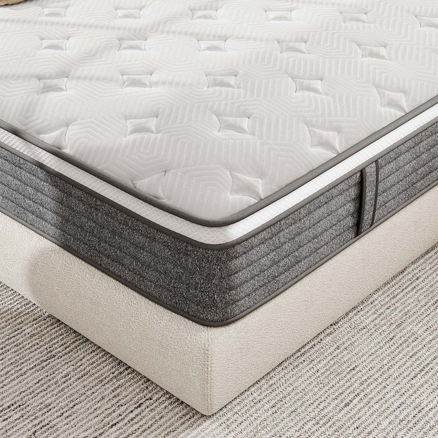 TechForma 12" King Mattress, Hybrid Memory Foam Mattress with Pocket Spring Design, Breathable Knit Fabric, Flame-Retardant Cover & Reinforced Edge, Medium Firmness Support