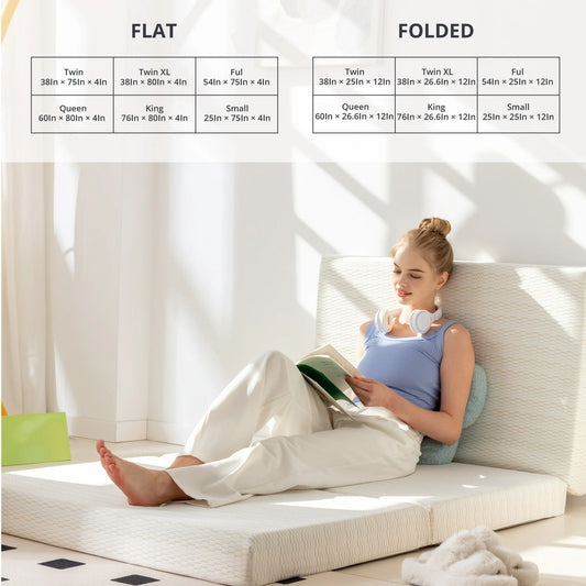 Arctus 4 inch Full Folding Mattress Topper, Tri-Fold Gel Memory Foam Mattress Topper with Removable Cover, Gust Mat