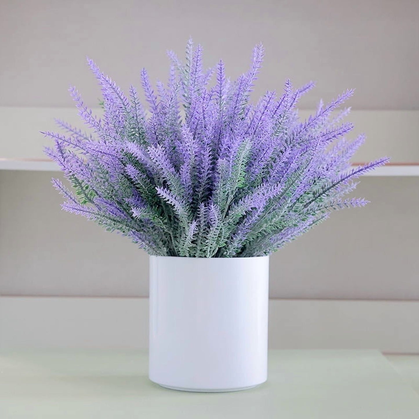 simeccom 24 Bundles Artificial Lavender Fake Flowers Faux Plastic Plants for Home Wedding Kitchen Garden Patio Window Box Indoor Outdoor Decor , Purple