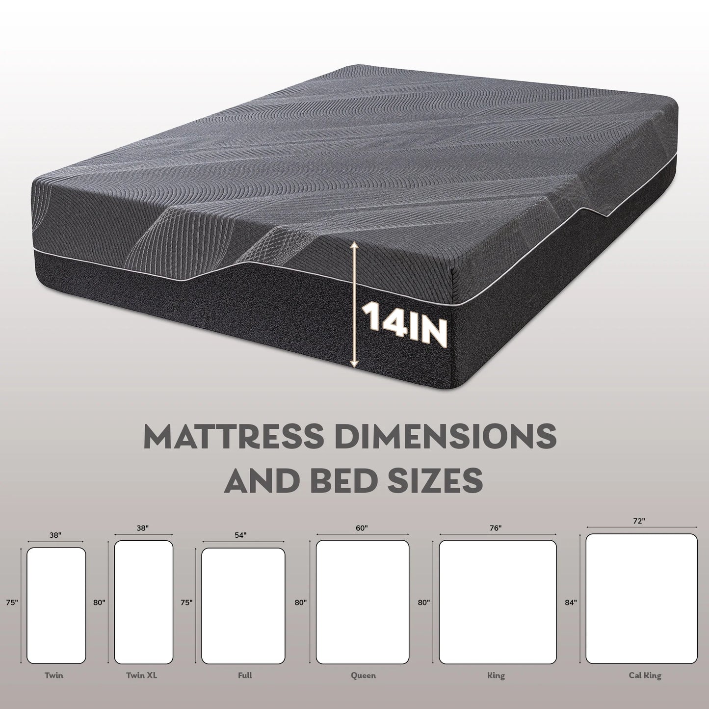 EGOHOME Ego Snoova 14 inch Queen Size Mattress, Cooling Gel Memory Foam Mattress in a Box, Medium