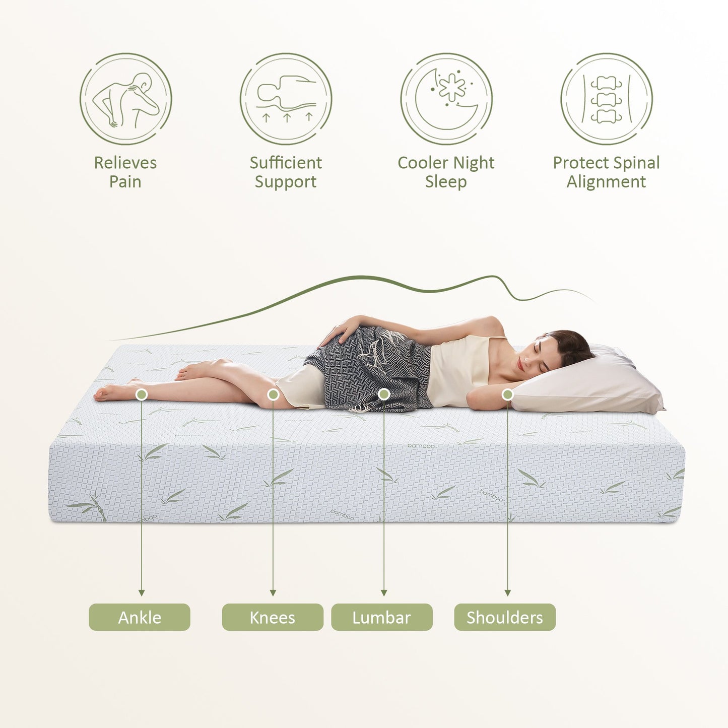 SynthoSpace Queen Mattress, 8 inch Memory Foam Mattress in a box, Medium