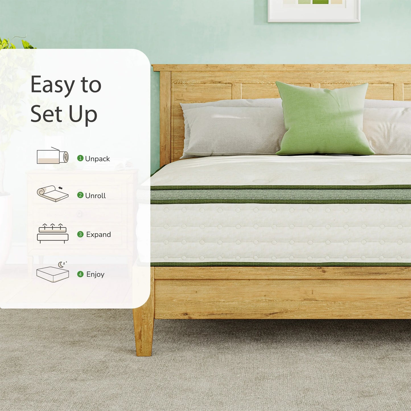 TechForma King Mattress, 12” Hybrid Mattress, Pocket Spring Design, Motion Isolation, Wave Design & Reinforced Edge, Medium Firmness