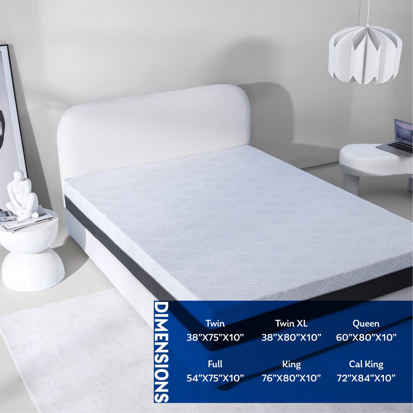 EGOHOME 10 inch Gel Memory Foam Mattress, King Size Bed in a Box
