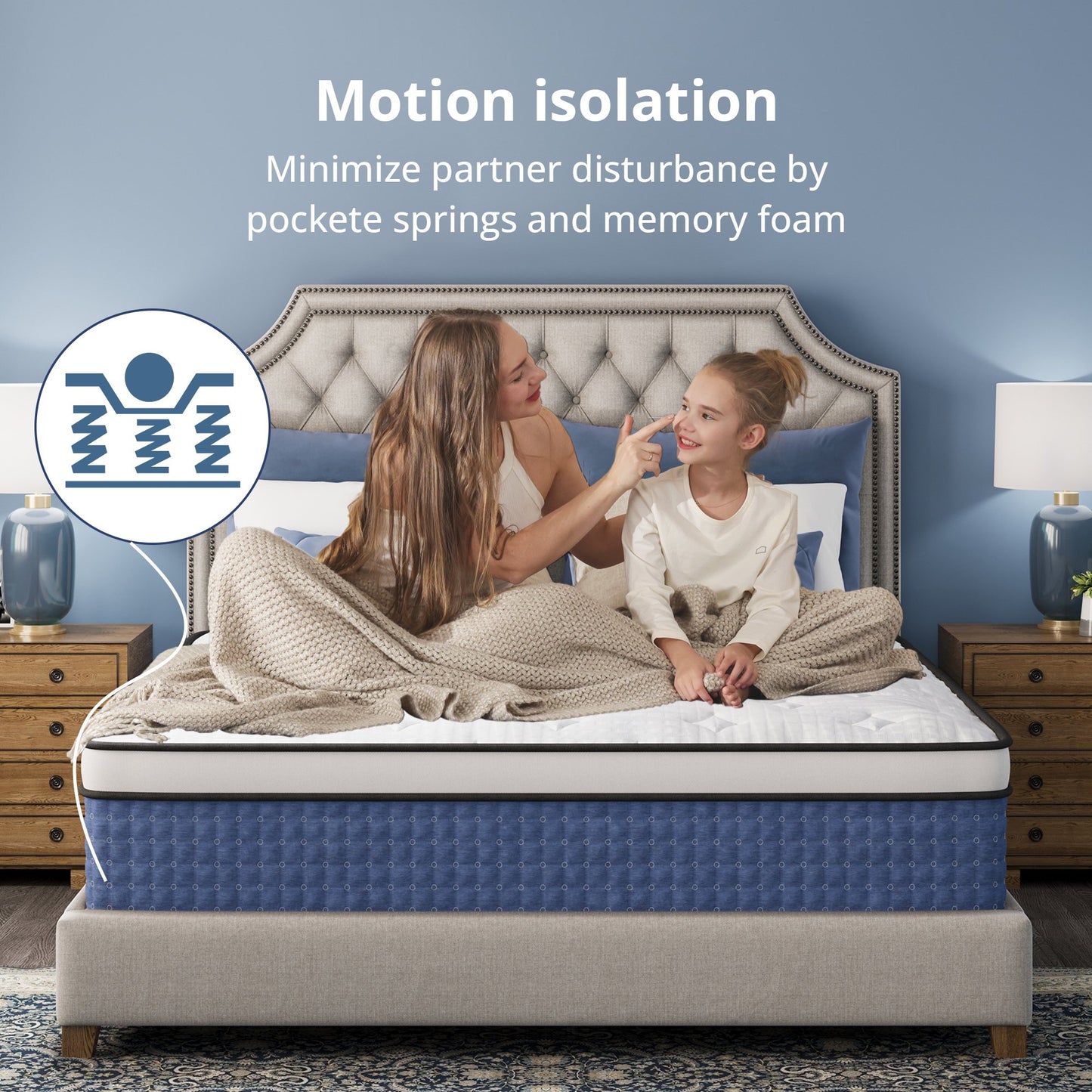 MLILY Value Hybrid 12-inch Mattress Medium Firm Blue,Twin