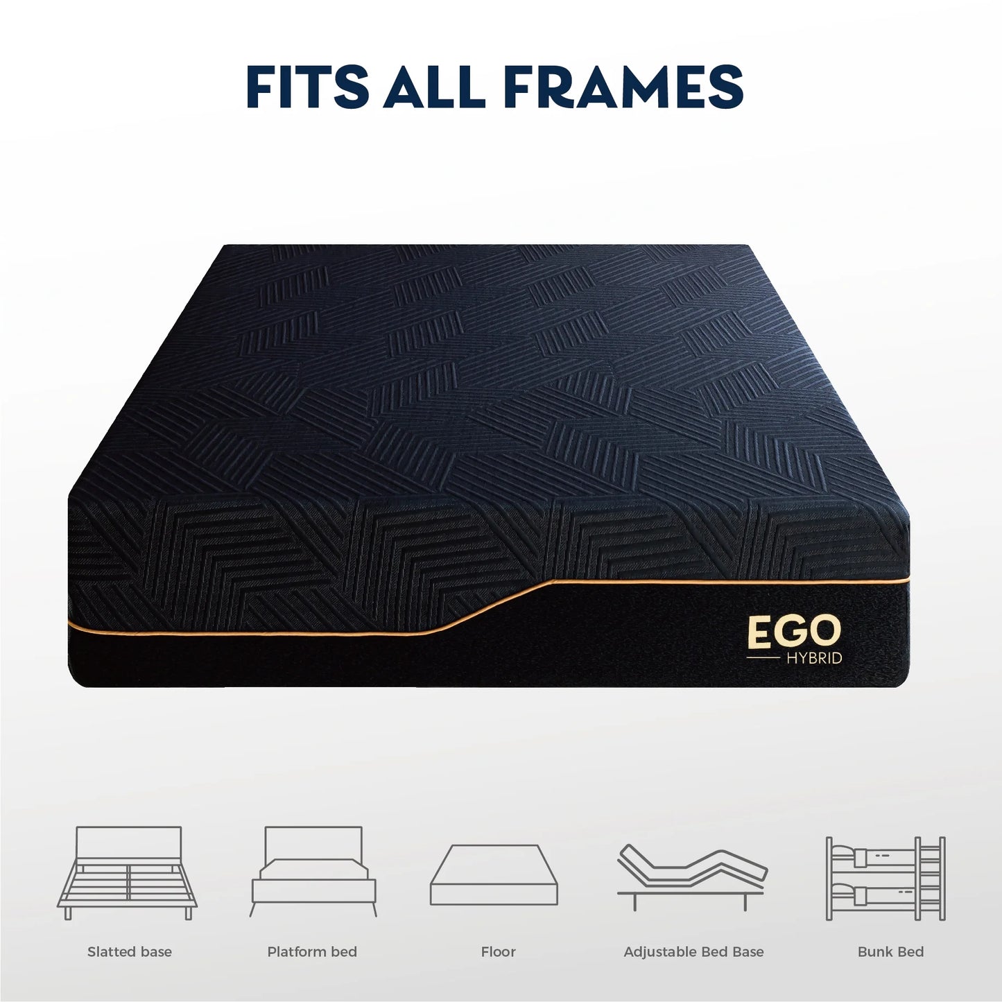 EGOHOME Black 14 inch Hybrid Mattress, King Size Memory Foam Mattress, Pocket Spring