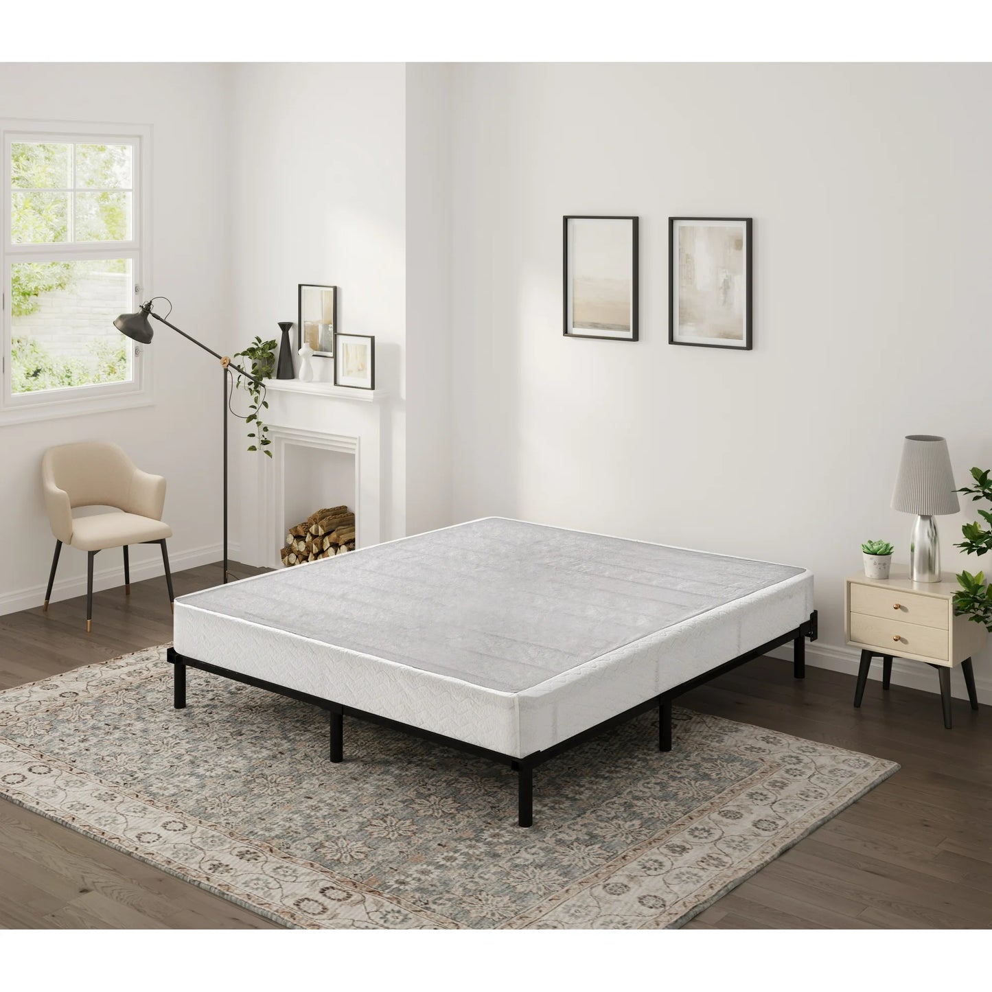 Arctus 9" Twin Box Spring, Metal Mattress Foundation, Fabric Cover Included, Easy Assembly
