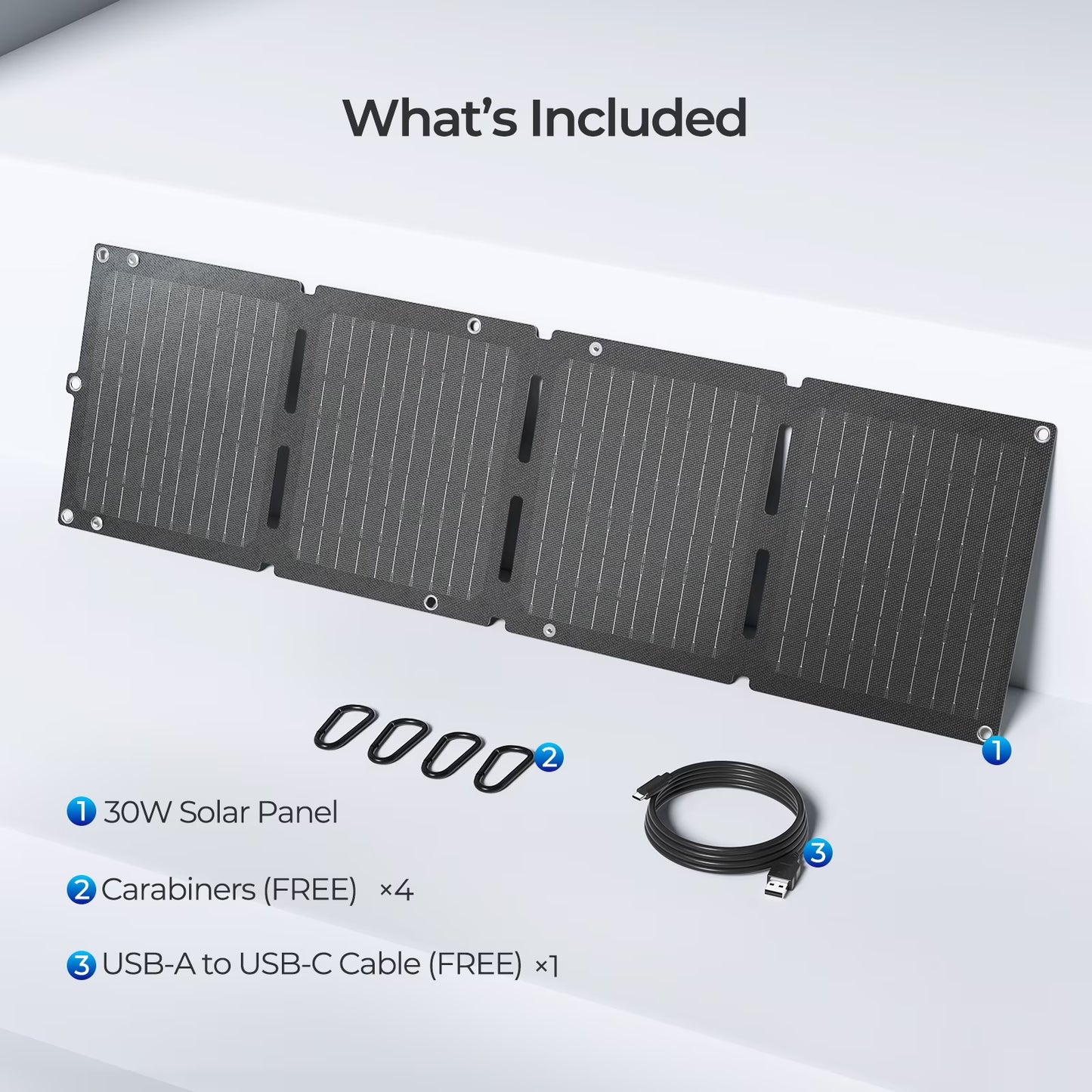 Renogy 30W Portable Solar Panel with 2 USB &1 DC Charging Ports, IP67 Waterproof, 18-month Hassle-free Warranty, Only 0.56kg/1.23lbs