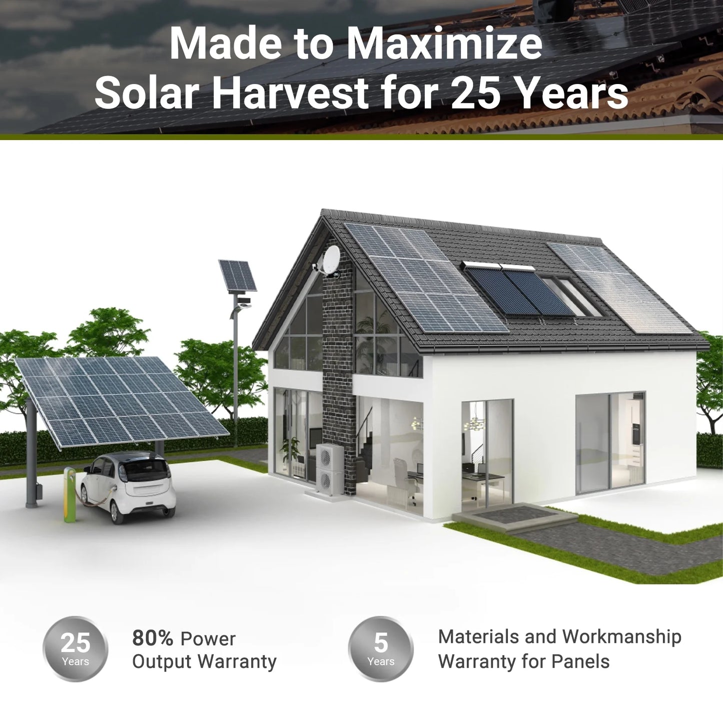 HQST 100W 12 Volt Solar Panel, IP68 Waterproof, 25% High-Efficiency, Pre-drilled Holes Design, Ideal for RV, Marine, Off-Grid System