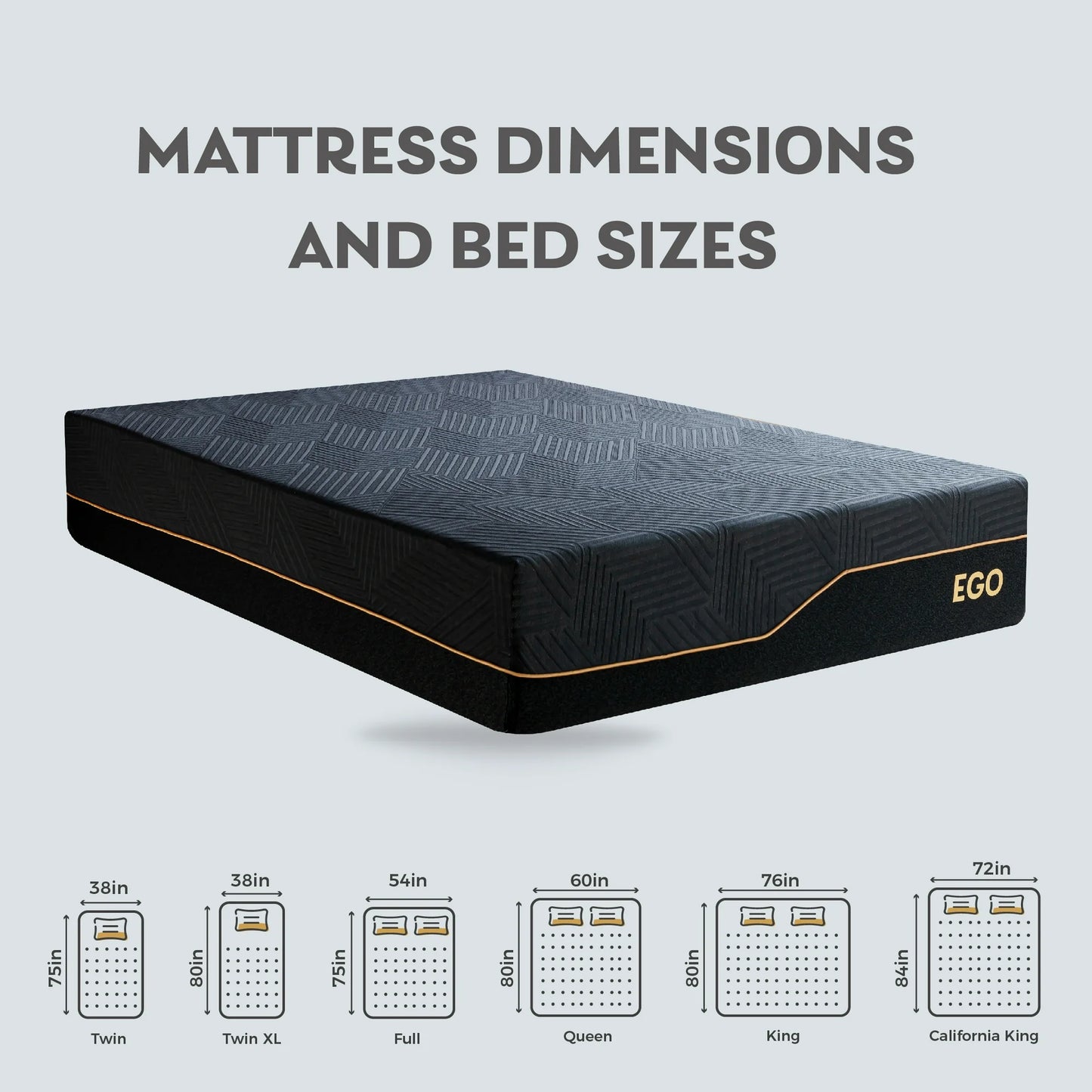 MLILY Ego Black 14 inch King Mattress in a Box, Cooling Gel Memory Foam Mattress, Medium