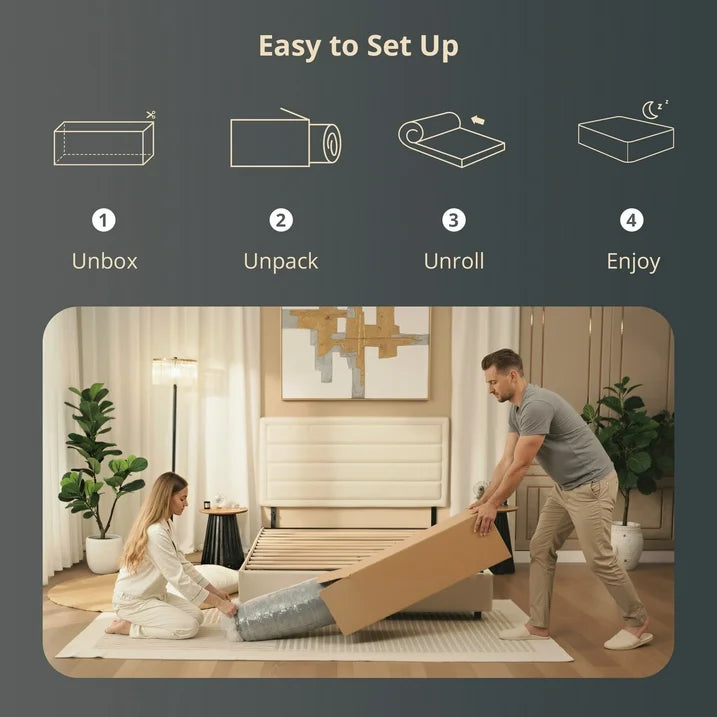 EGOHOME Full Size Mattress in a box 14" Hybrid with Pocketed Springs, Medium, Pressure Relief, Reinforced Edge with handles