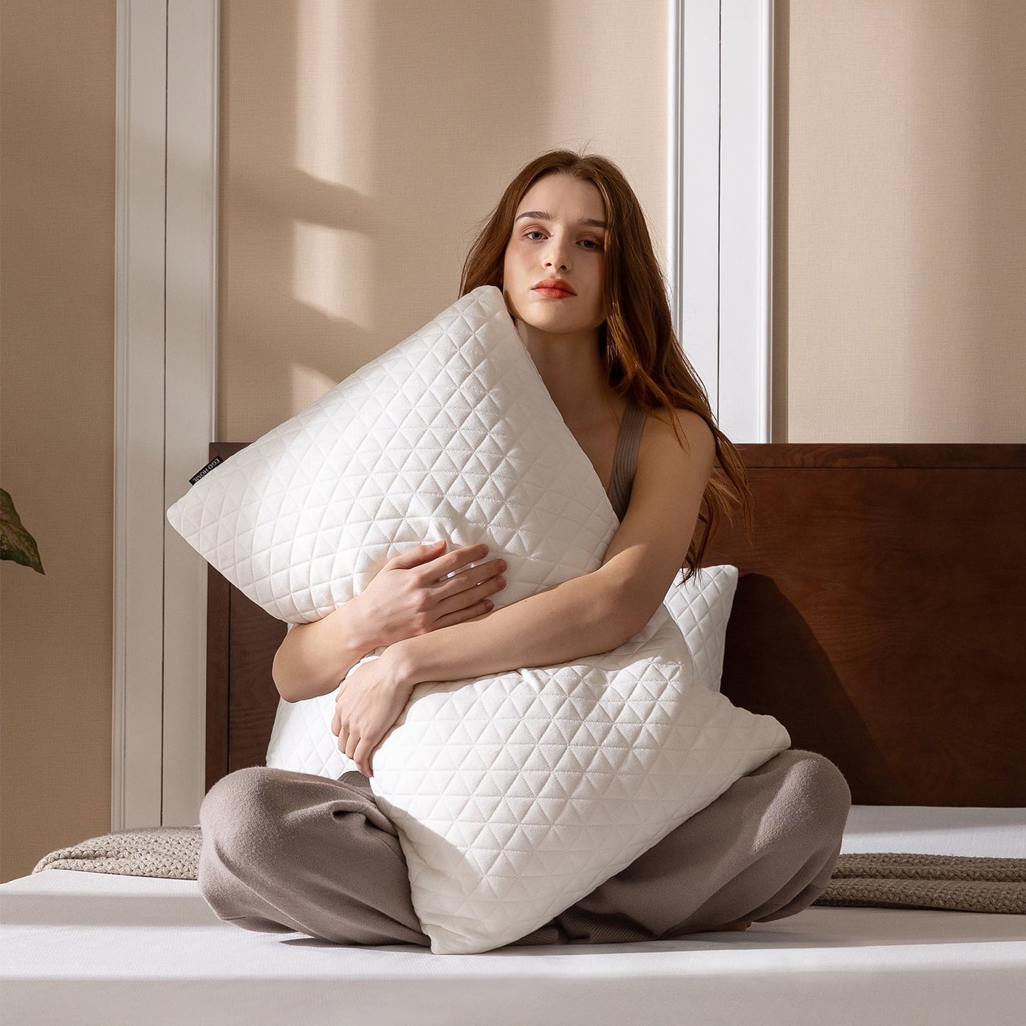 EGO HOME 2-Pack Bed Pillows, Shredded Memory Foam Pillows Set of 2, Standard Queen