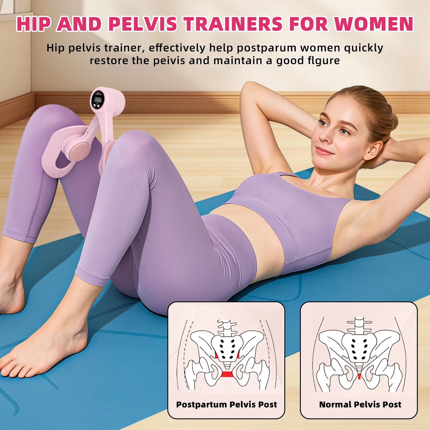 Thigh Trainer, Pelvic Floor Muscle Trainer, Inner Thigh Exercise Workout Equipment for Home, Pelvic Floor Strengthening Device Women