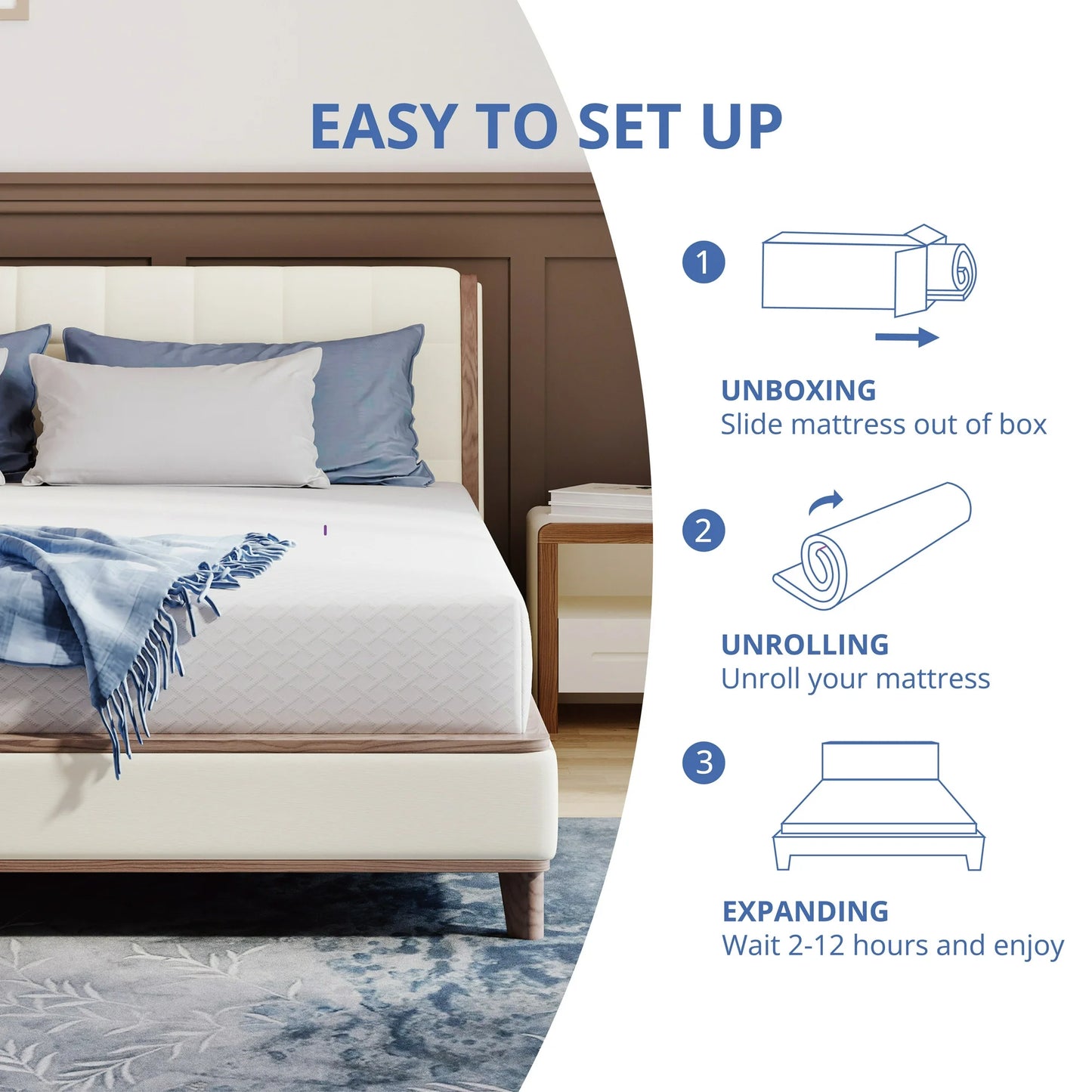 Arctus Full Mattress, 10 inch Memory Foam Mattress in a Box, Medium Firm
