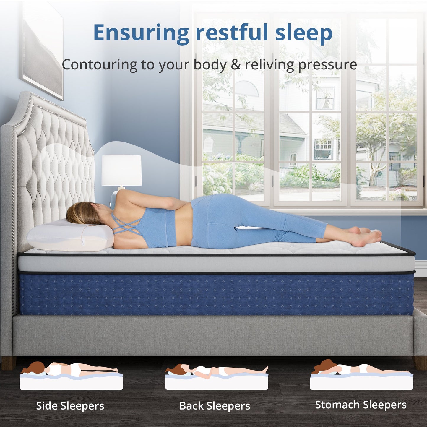 MLILY Value Hybrid 12-inch Mattress Medium Firm Blue,Twin