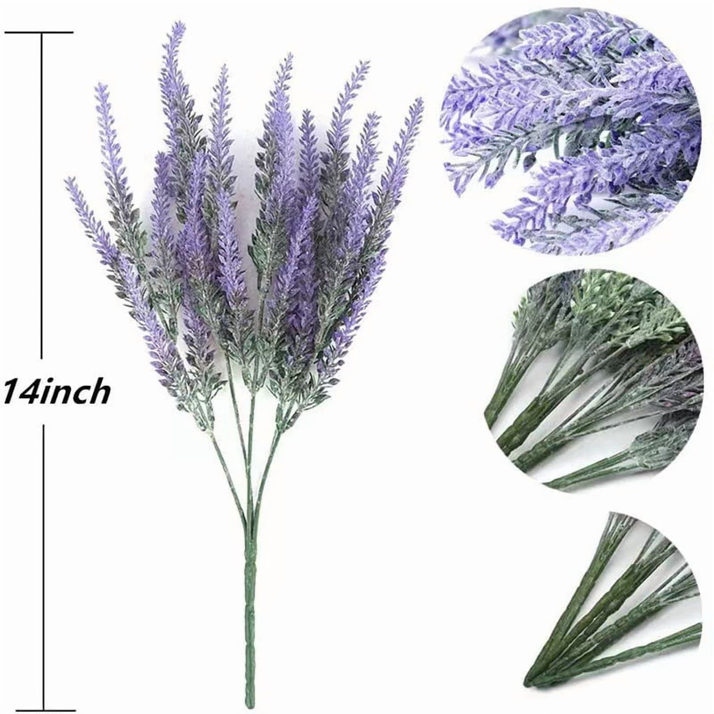 simeccom 24 Bundles Artificial Lavender Fake Flowers Faux Plastic Plants for Home Wedding Kitchen Garden Patio Window Box Indoor Outdoor Decor , Purple