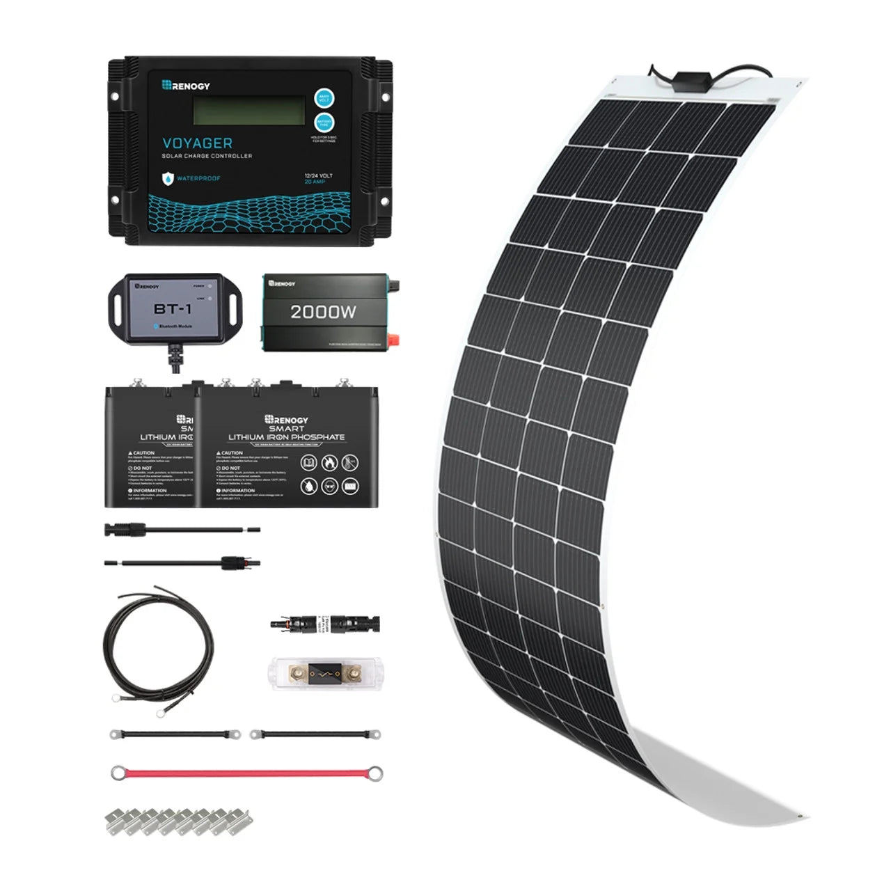 Renogy 200 Watt 12 Volt Monocrystalline Solar Panel, 30A PWM Charge Controller, Starter Kit for RV, Boats, Trailer, Camper, Marine, Off-Grid System
