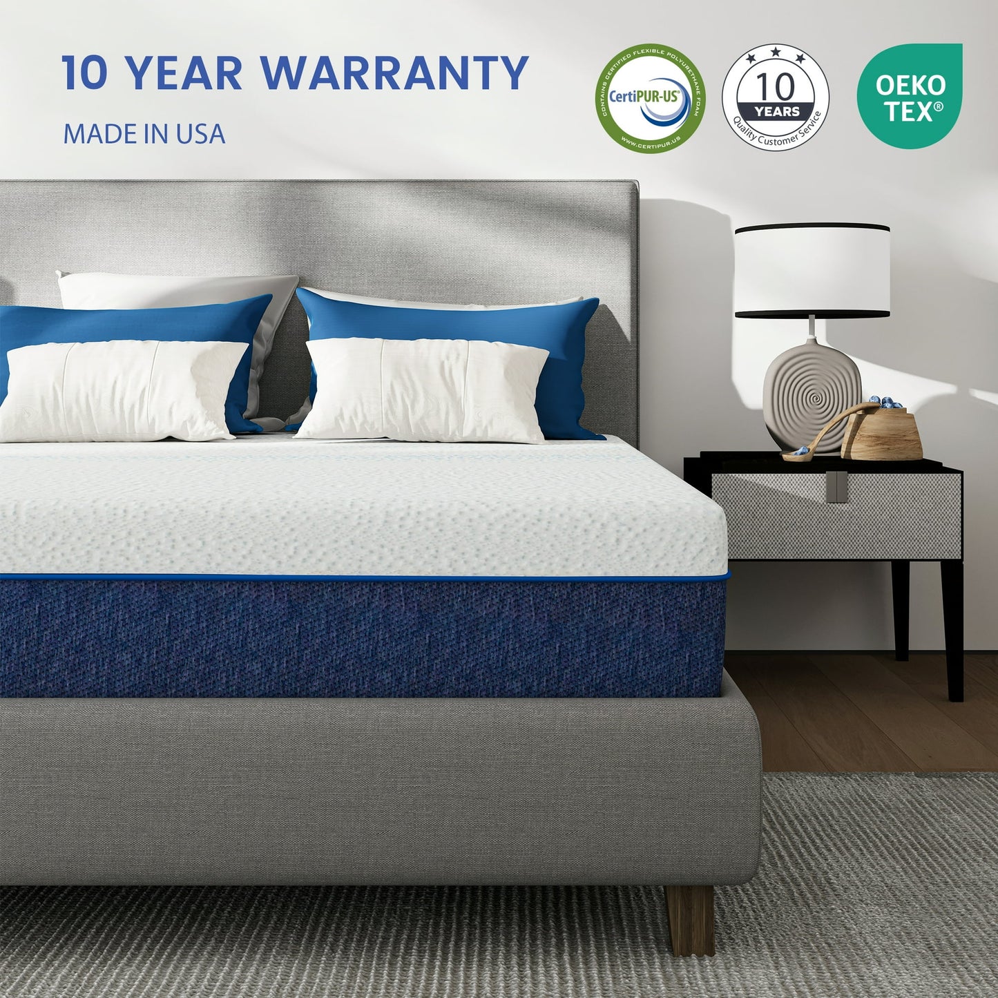 Subfun 6 inch Full Memory Foam Mattress, Bamboo Charcoal Cooling, CertiPUR-US Certified, Bed-in-a-Box
