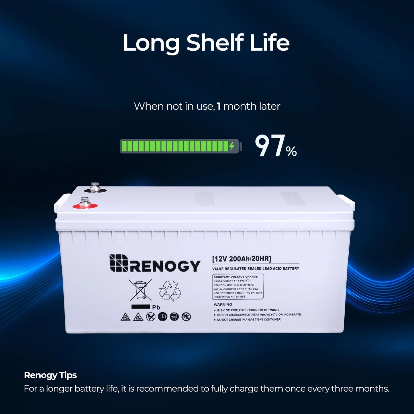 Renogy 2Pack Deep Cycle AGM Battery 12 Volt 200Ah, 2000A Max Discharge Current, Safe Charge Most Home Appliances for RV, Camping, Cabin, Marine and Off-Grid System, Maintenance-Free
