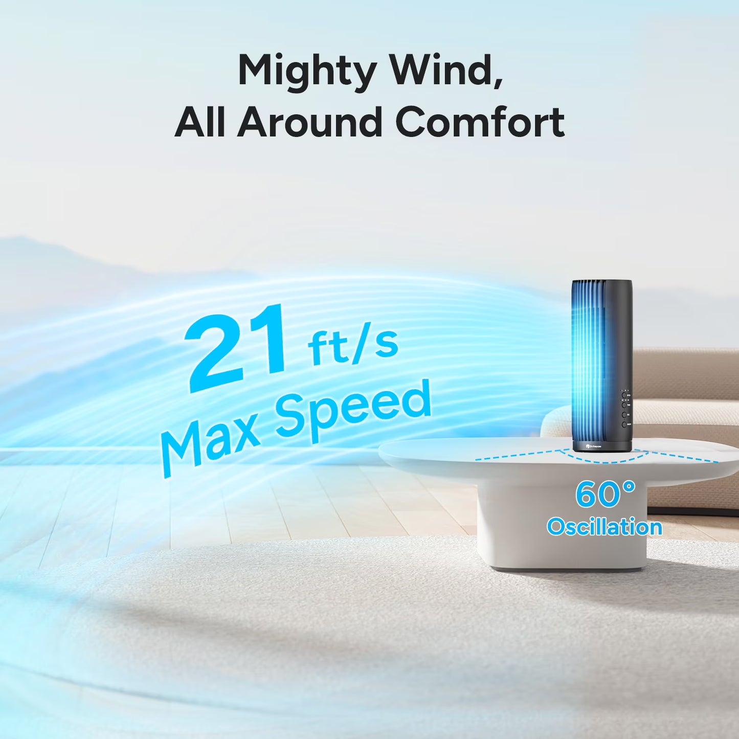 Dr. Prepare 12.7" Bladeless Tower Desk Fan with Remote, Quiet 28 dB Table Fan for Bedroom