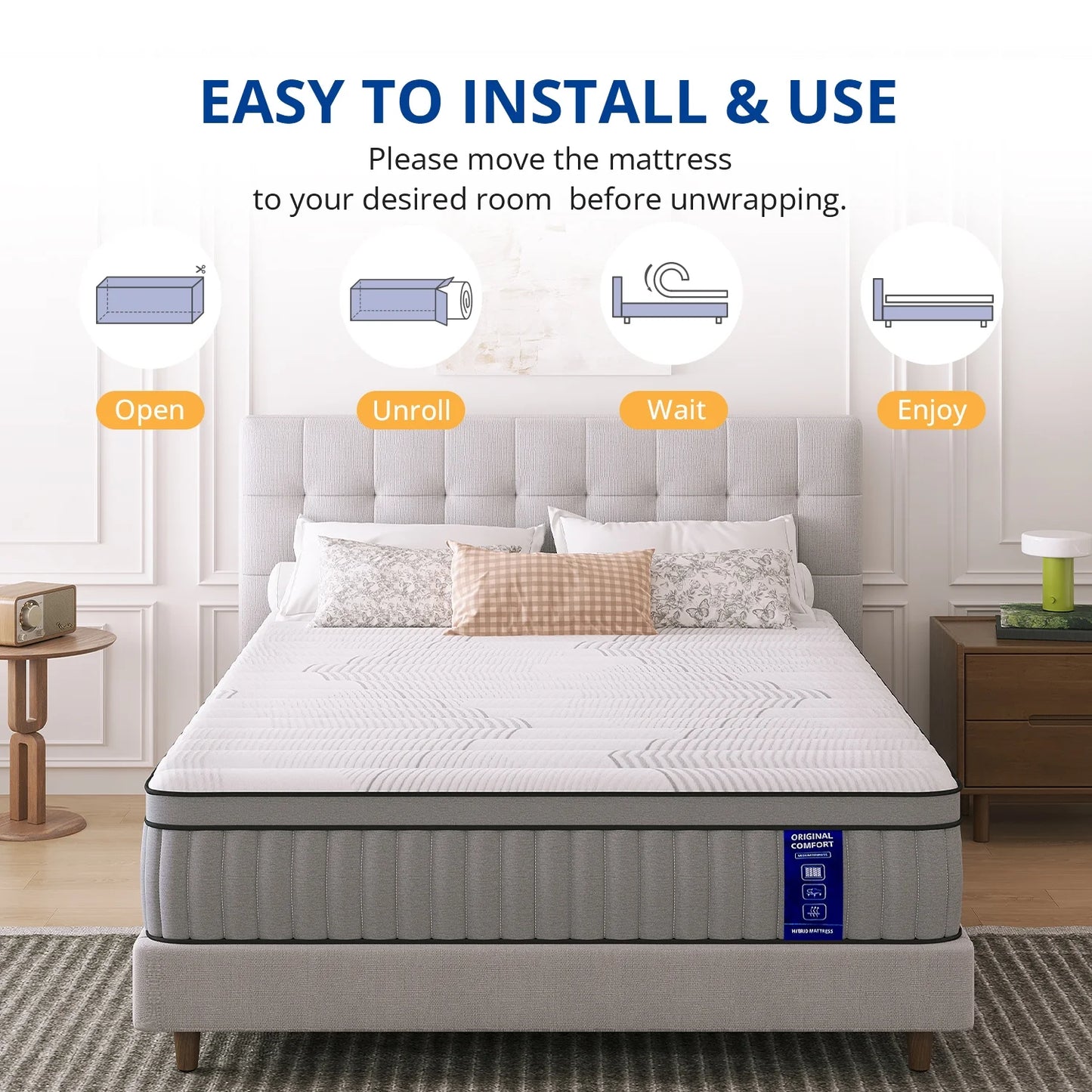 EGOHOME 10 inch King Size Hybrid Mattress in a Box, Cooling Gel Infused Memory Foam, Pocket Spring